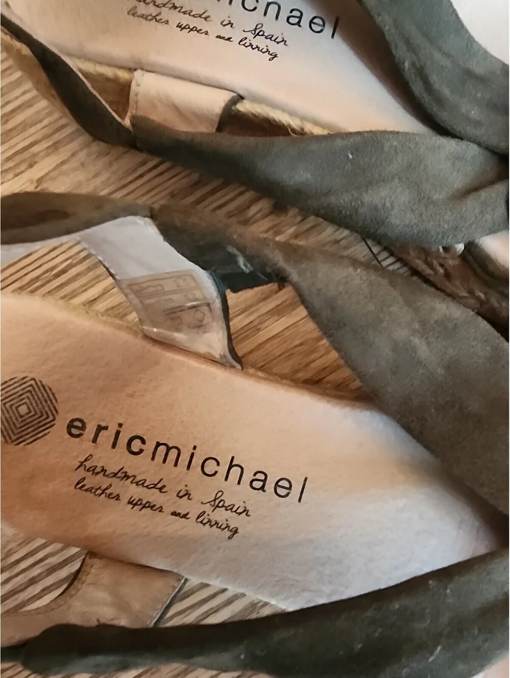 Size 9-9.5 Eric Michael Suede Leather Espadrille Sandals